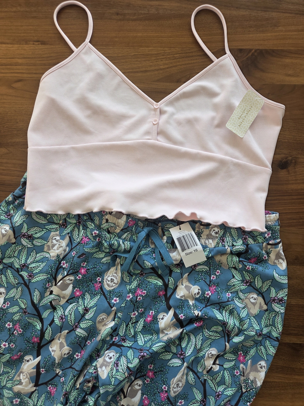 New Vera Bradley Sloth Pajama Pants NWT + Free NWT Altar'd State Pink Cami XXL